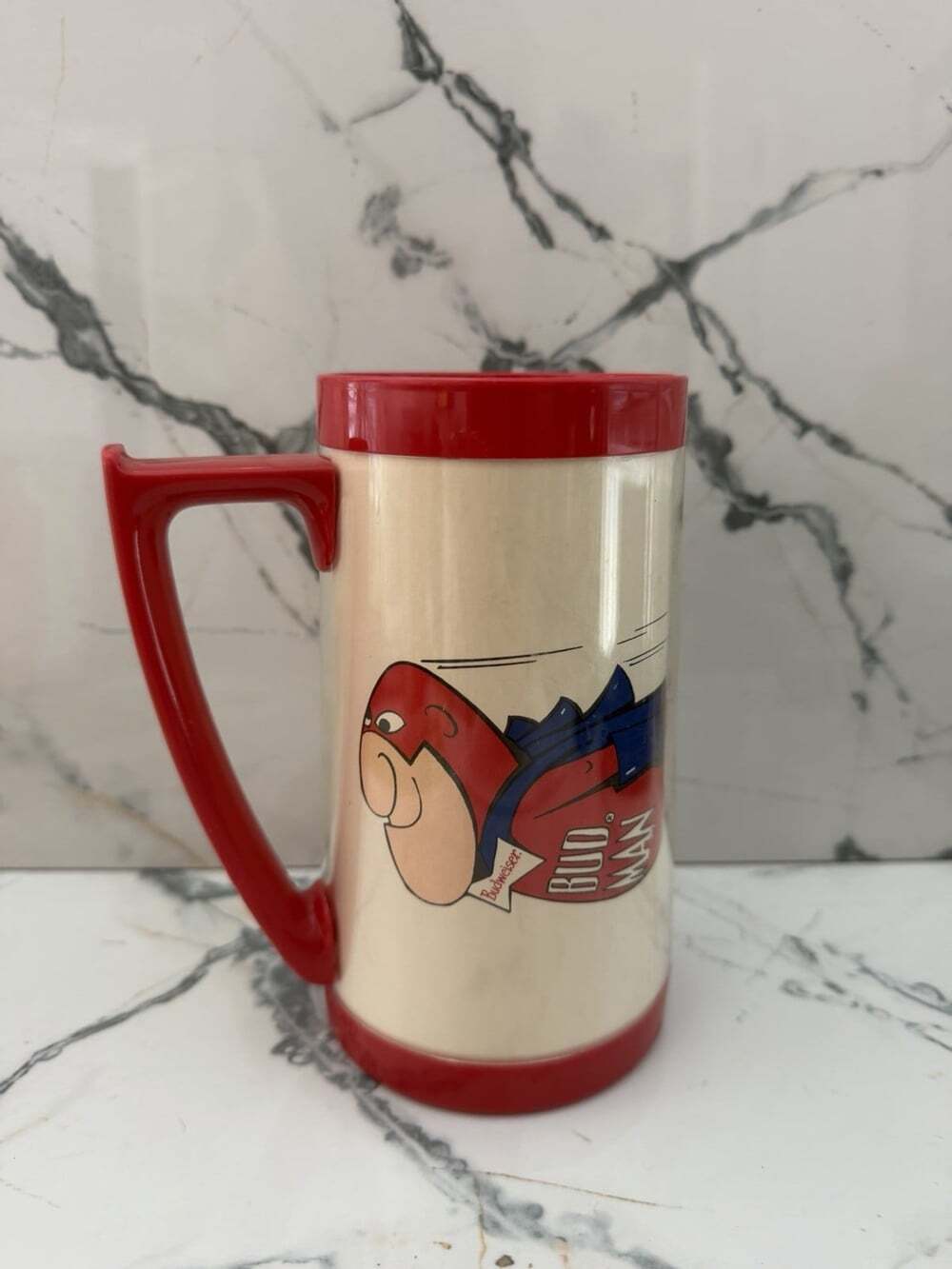 80’s Vintage THERMO-SERV West Bend Budweiser BUD MAN Plastic Beer Mug Stein USA